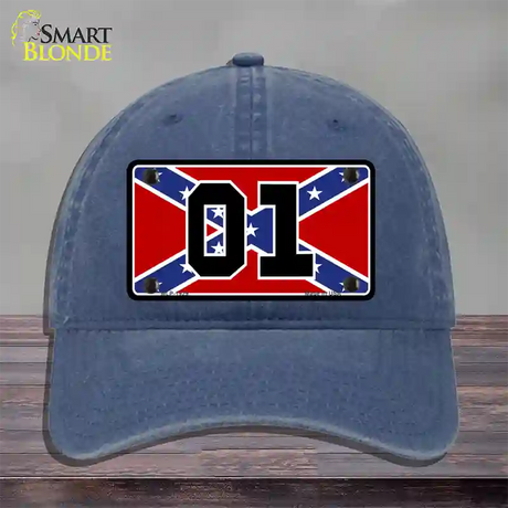 Confederate Flag 01 Novelty License Plate Hat Unconstructed Cotton / Navy