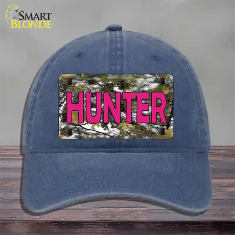 Pink Hunter Novelty License Plate Hat Unconstructed Cotton / Navy