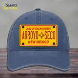 Arroyo Seco Yellow New Mexico Novelty License Plate Hat Unconstructed Cotton / Navy