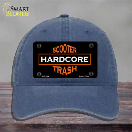 Hardcore Scooter Trash Black Novelty License Plate Hat Unconstructed Cotton / Navy