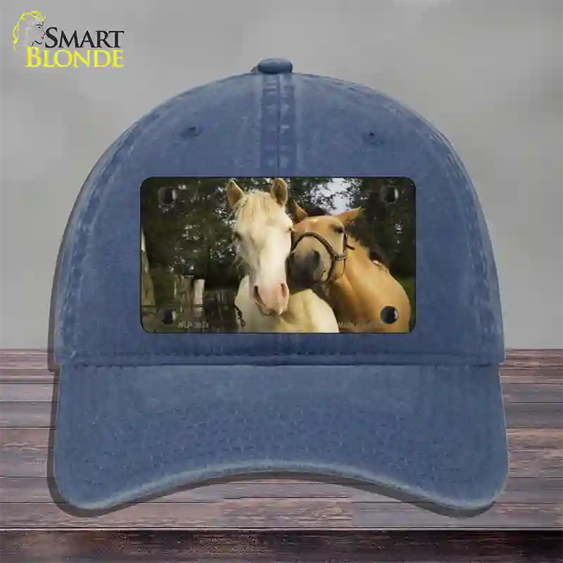 Horses Sweet On Each Other Novelty License Plate Hat Unconstructed Cotton / Navy