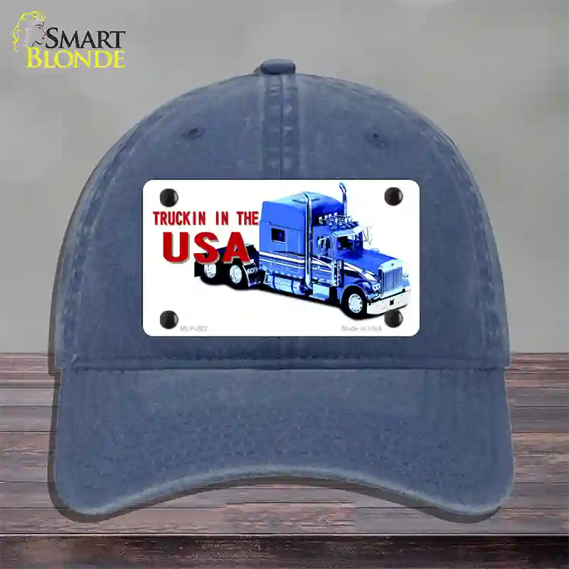 Trucking In The USA Novelty License Plate Hat Unconstructed Cotton / Navy