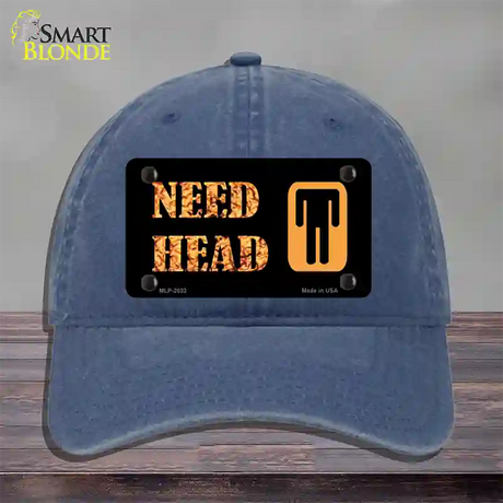 Need Head Novelty License Plate Hat Unconstructed Cotton / Navy