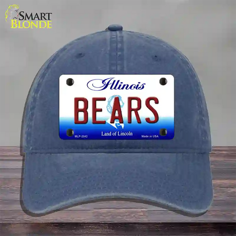 Bears Illinois State Novelty License Plate Hat Unconstructed Cotton / Navy