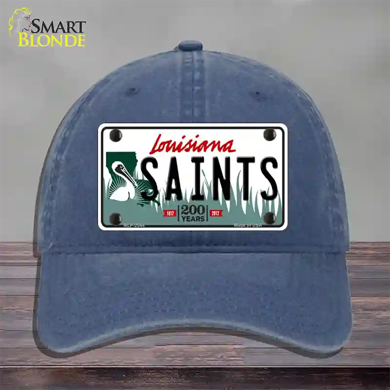 Saints Louisiana State Novelty License Plate Hat Unconstructed Cotton / Navy