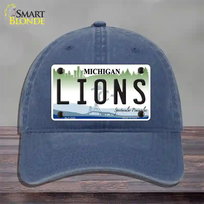 Lions Michigan State Novelty License Plate Hat Unconstructed Cotton / Navy