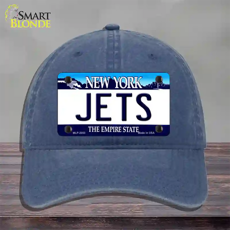 Jets New York State Novelty License Plate Hat Unconstructed Cotton / Navy