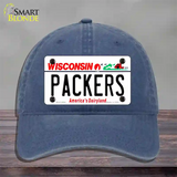 Packers Wisconsin State Novelty License Plate Hat Unconstructed Cotton / Navy