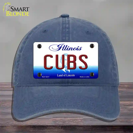 Cubs Chicago Illinois State Novelty License Plate Hat Unconstructed Cotton / Navy