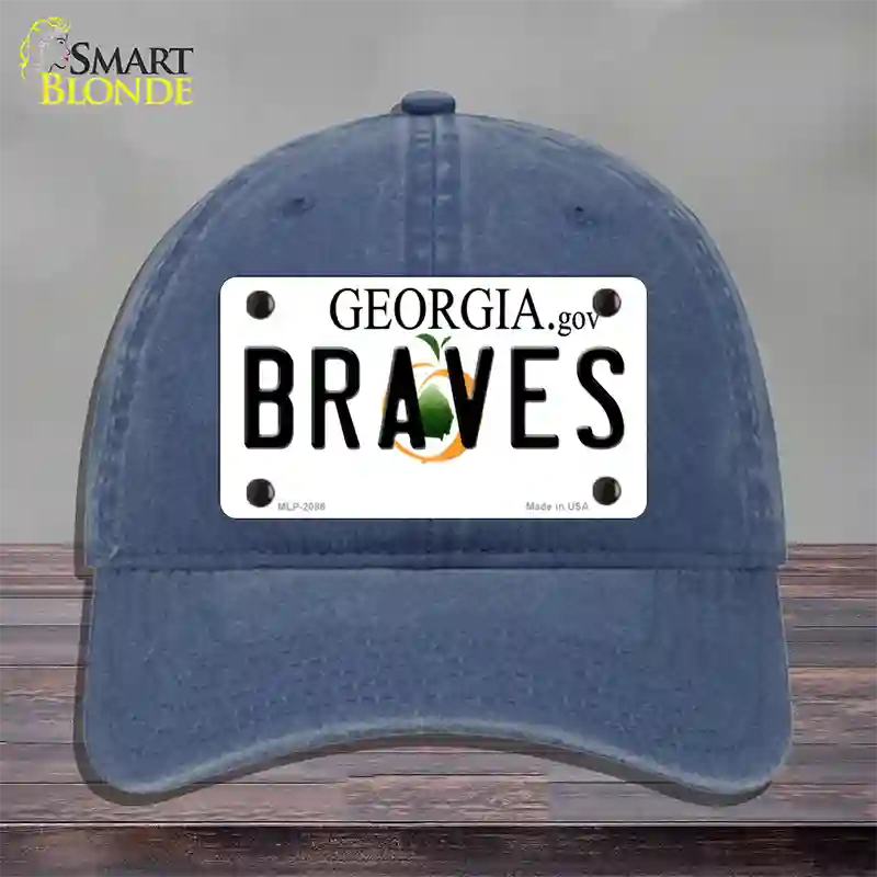 Braves Georgia State Novelty License Plate Hat Unconstructed Cotton / Navy