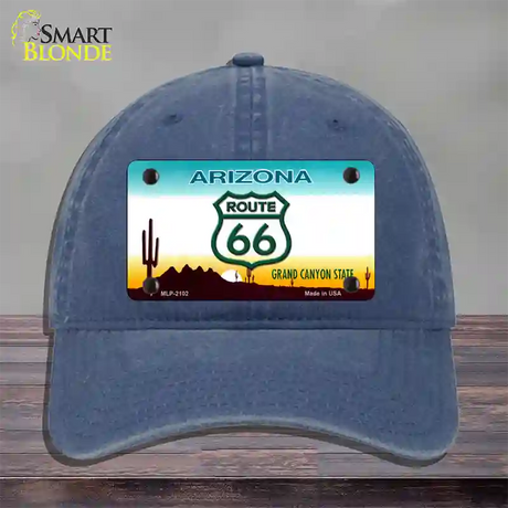 Route 66 Shield Arizona Novelty License Plate Hat Unconstructed Cotton / Navy