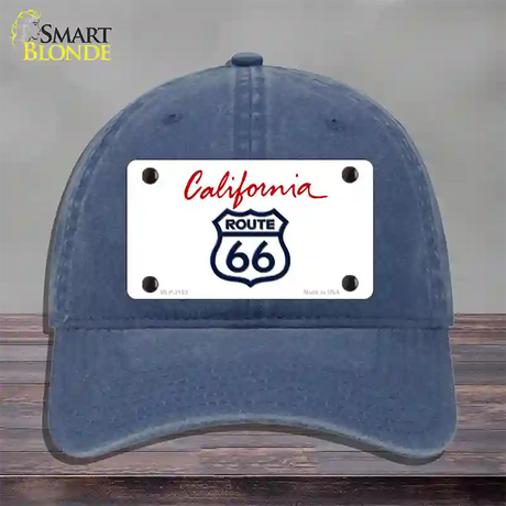 Route 66 Shield California Novelty License Plate Hat Unconstructed Cotton / Navy