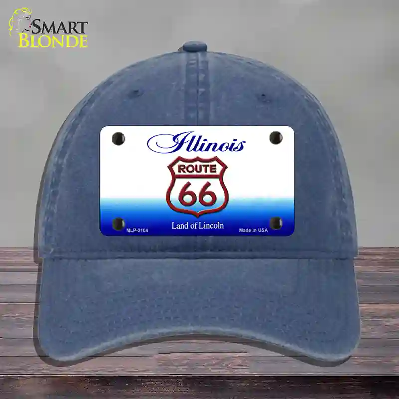 Route 66 Shield Illinois Novelty License Plate Hat Unconstructed Cotton / Navy