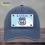 Route 66 Shield Kansas Novelty License Plate Hat Unconstructed Cotton / Navy