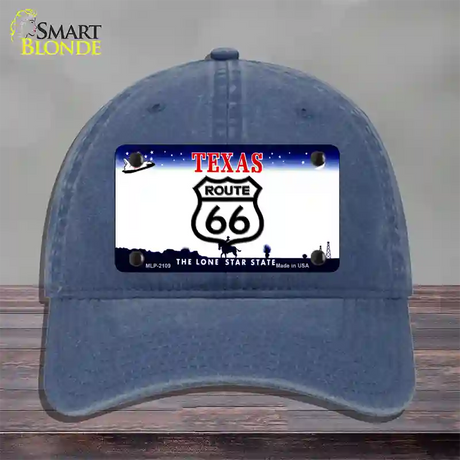 Route 66 Shield Texas Novelty License Plate Hat Unconstructed Cotton / Navy