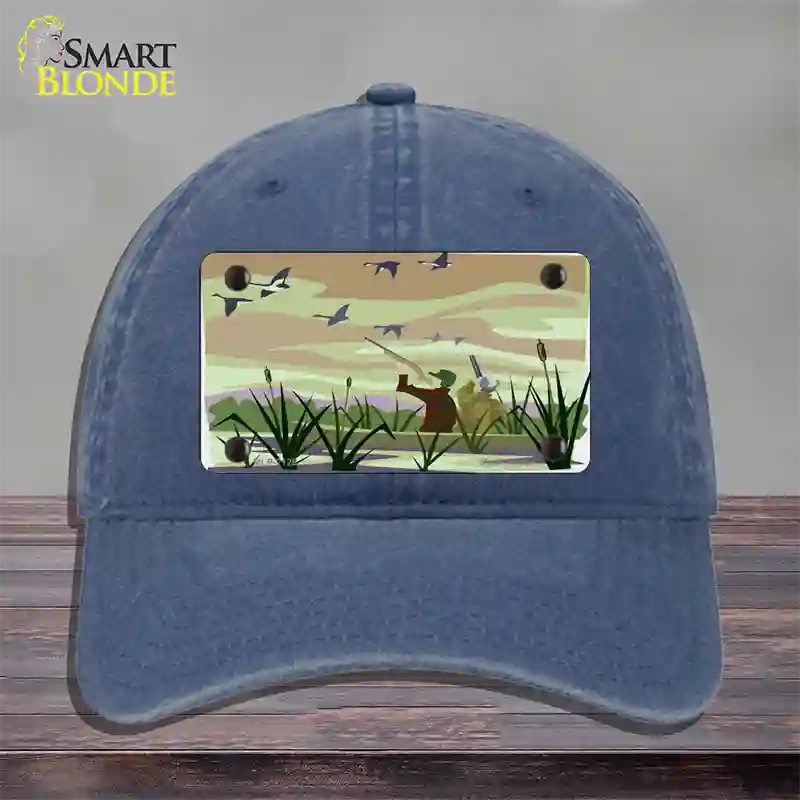 Duck Hunting Camouflage Novelty License Plate Hat Unconstructed Cotton / Navy