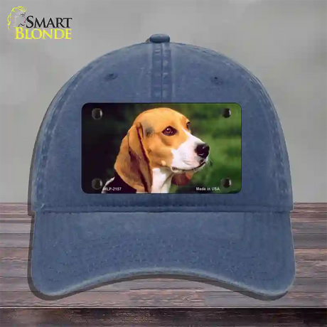 Beagle Dog Novelty License Plate Hat Unconstructed Cotton / Navy