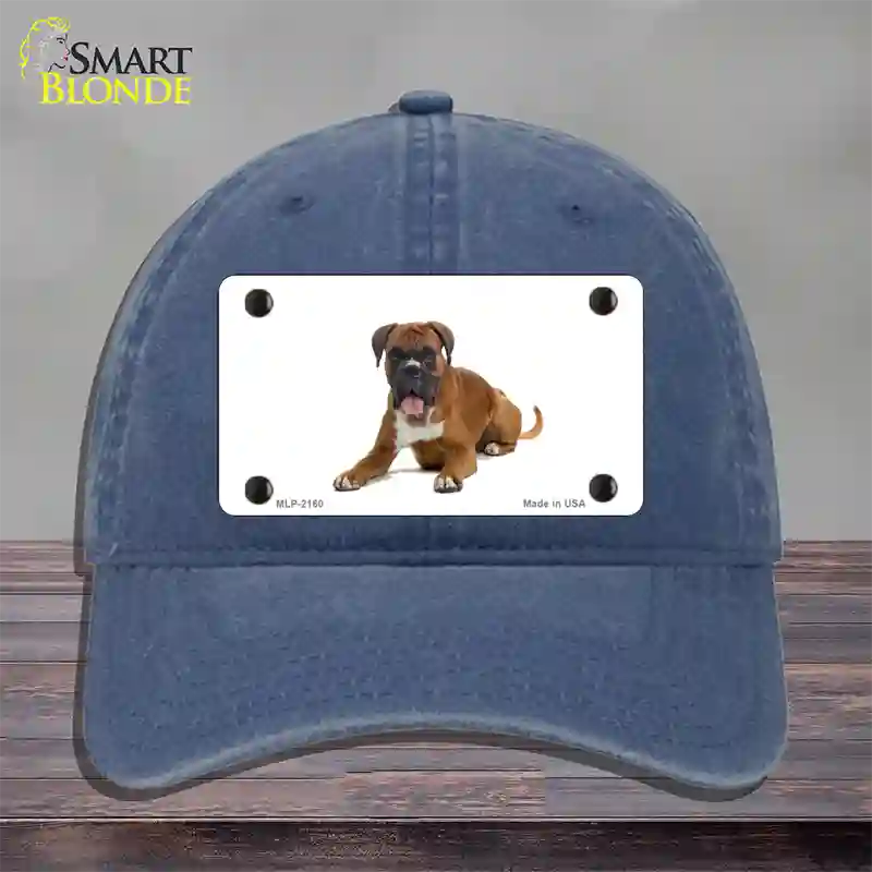 Boxer Dog Novelty License Plate Hat Unconstructed Cotton / Navy