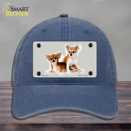 Chihuahua Dog Novelty License Plate Hat Unconstructed Cotton / Navy