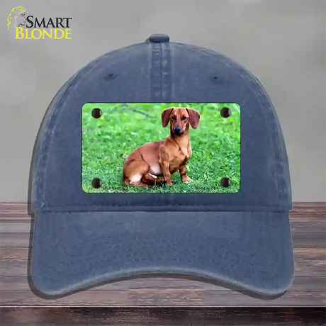 Dachshund Dog Novelty License Plate Hat Unconstructed Cotton / Navy