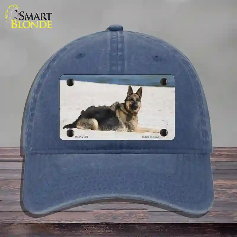 German Shepherd Dog Novelty License Plate Hat Unconstructed Cotton / Navy