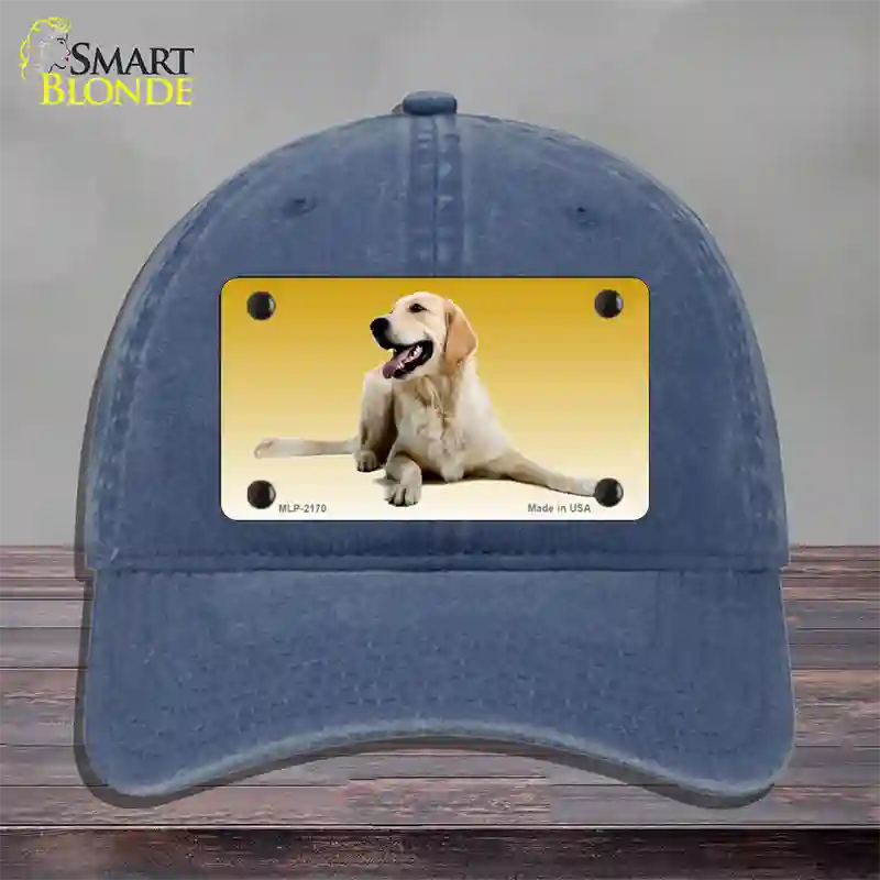 Golden Retriever Dog Novelty License Plate Hat Unconstructed Cotton / Navy