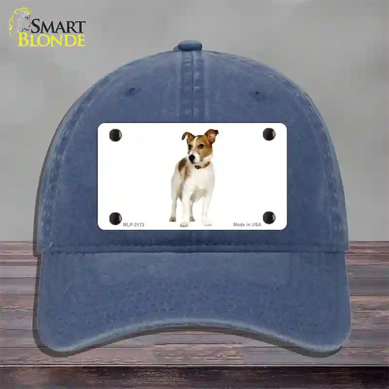 Jack Russell Terrier Dog Novelty License Plate Hat Unconstructed Cotton / Navy