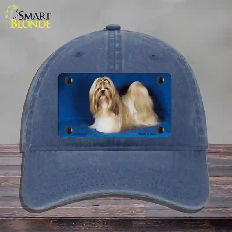 Shih Tzu Dog Novelty License Plate Hat Unconstructed Cotton / Navy