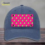 Lime Green Polka Dots Hot Pink Novelty License Plate Hat Unconstructed Cotton / Navy