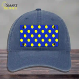 Yellow Polka Dots Royal Blue Novelty License Plate Hat Unconstructed Cotton / Navy