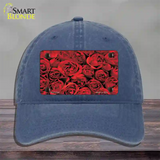 Red Roses Novelty License Plate Hat Unconstructed Cotton / Navy