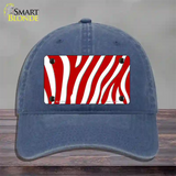 Red White Zebra Novelty License Plate Hat Unconstructed Cotton / Navy