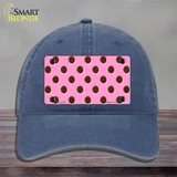 Chocolate Brown Polka Dots Pink Novelty License Plate Hat Unconstructed Cotton / Navy