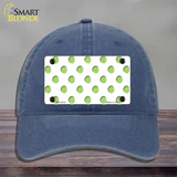 Lime Green Polka Dots White Novelty License Plate Hat Unconstructed Cotton / Navy