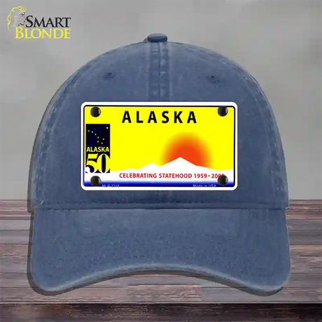 Alaska State Blank Novelty License Plate Hat Unconstructed Cotton / Navy / Alaska Statehood (2216):https | Clean | Yes