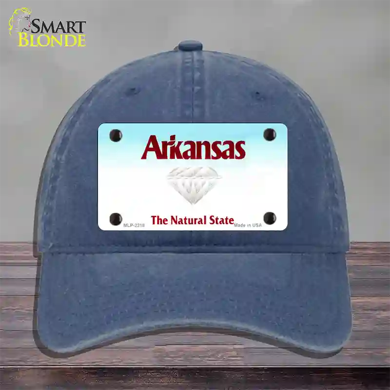 Arkansas State Novelty License Plate Hat Unconstructed Cotton / Navy / Arkansas Diamond (2218):https | Clean | Yes