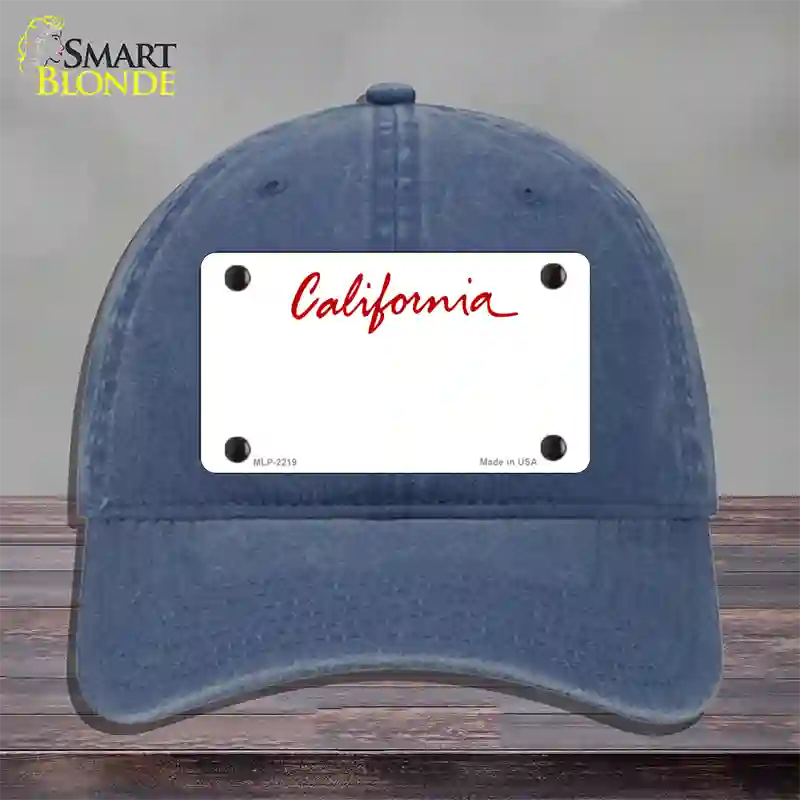 California State Blank Novelty License Plate Hat Unconstructed Cotton / Navy