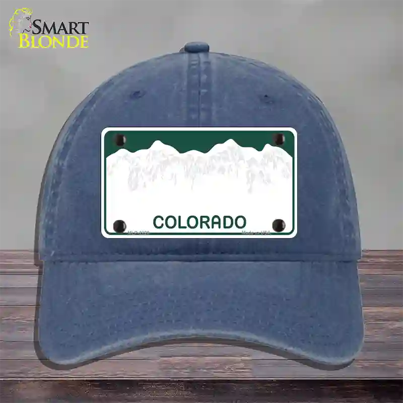 Colorado Green State Blank Novelty License Plate Hat Unconstructed Cotton / Navy