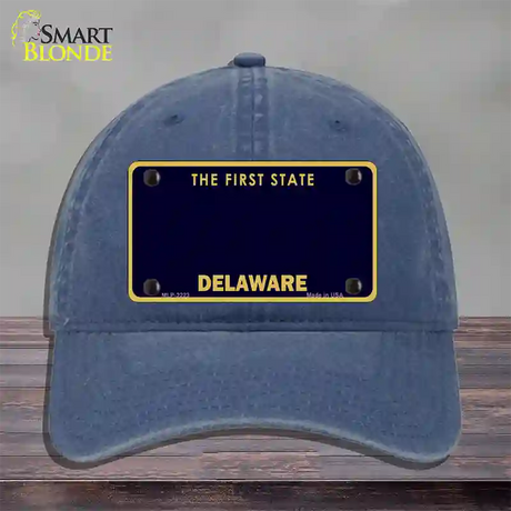 Delaware State Blank Novelty License Plate Hat Unconstructed Cotton / Navy