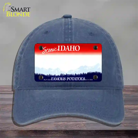 Idaho State Blank Novelty License Plate Hat Unconstructed Cotton / Navy