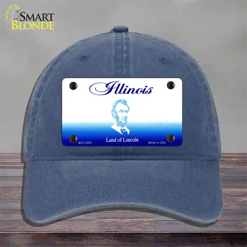 Illinois State Blank Novelty License Plate Hat Unconstructed Cotton / Navy