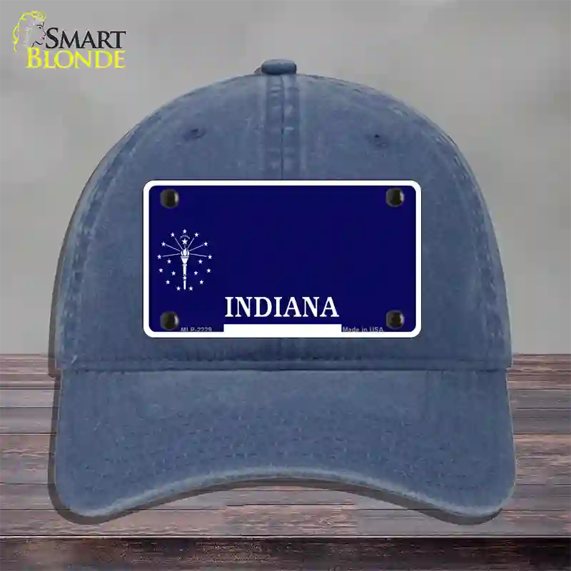 Indiana State Blank Novelty License Plate Hat Unconstructed Cotton / Navy