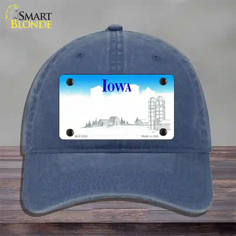 Iowa State Blank Novelty License Plate Hat Unconstructed Cotton / Navy