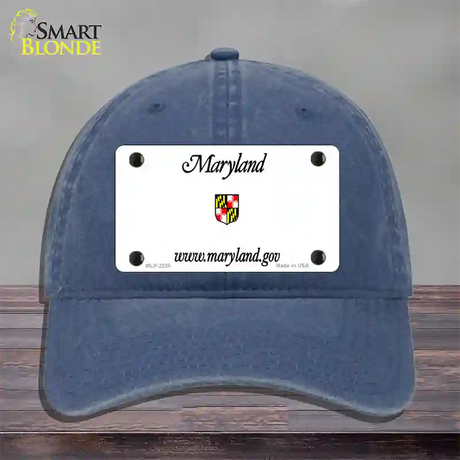 Maryland Gov State Blank Novelty License Plate Hat Unconstructed Cotton / Navy