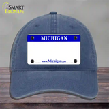 Michigan State Blank Novelty License Plate Hat Unconstructed Cotton / Navy