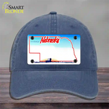 Nebraska State Blank Novelty License Plate Hat Unconstructed Cotton / Navy