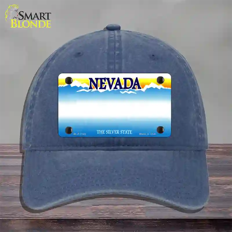 Nevada State Blank Novelty License Plate Hat Unconstructed Cotton / Navy