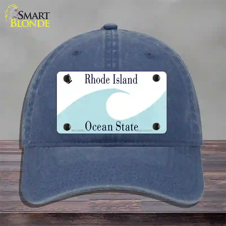 Rhode Island State Blank Novelty License Plate Hat Unconstructed Cotton / Navy