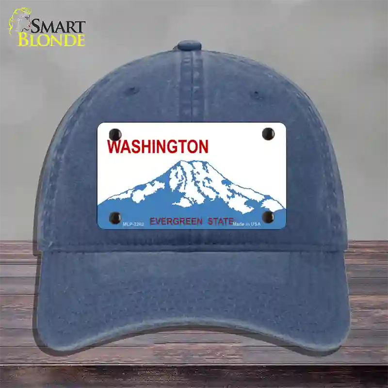 Washington State Blank Novelty License Plate Hat Unconstructed Cotton / Navy