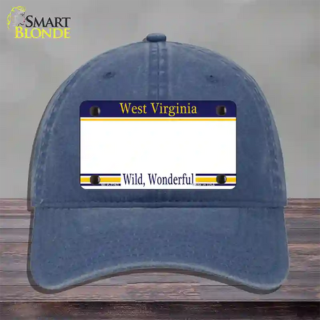 West Virginia State Blank Novelty License Plate Hat Unconstructed Cotton / Navy